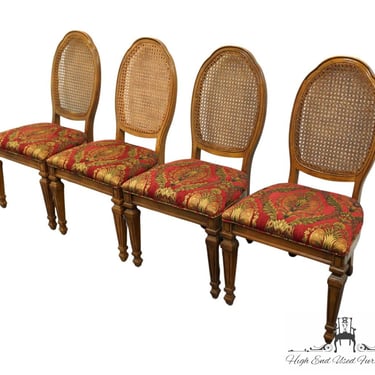 Set of 4 BERNHARDT FURNITURE Italian Provincial Style Cane Back Dining Side Chairs 