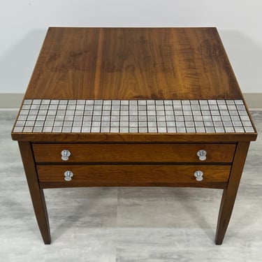 Lane Monte Carlo Mid-Century Modern End Table With Tile Inlay / Nightstand (SHIPPING NOT FREE) 