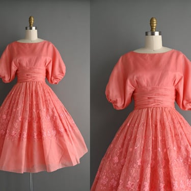 vintage 1950s Jr. Theme Pink Cupcake Dress - Small 