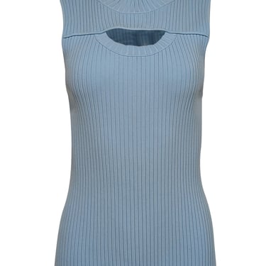 Rebecca Taylor - Baby Blue Cutout Ribbed Knit Top Sz L