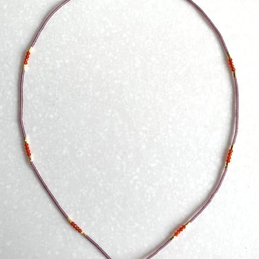 Debbie Fisher | Clear Pink Seed Carnelian + Gold Vermeil Necklace