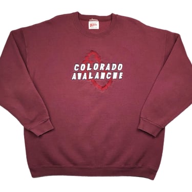 Vintage 90s Colorado Avalanche Hockey Embroidered Old School Logo Crewneck Sweatshirt Pullover Size XL/XXL 