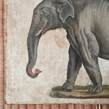 20th C. Florentine School Tempura Painting of an Elephant
