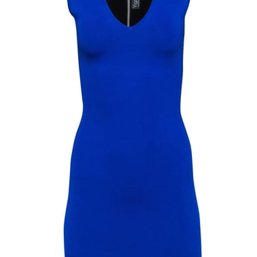 Yigal Azrouel - Blue Sleeveless Knit Mini Dress w/ Contrast Back Panel Sz XS