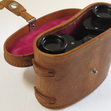 Leather Binocular Case Vintage Leather Binocular Bag Velvet Lined Lining Leather Storage Case Camera Bag Binoculars Case Hard leather 