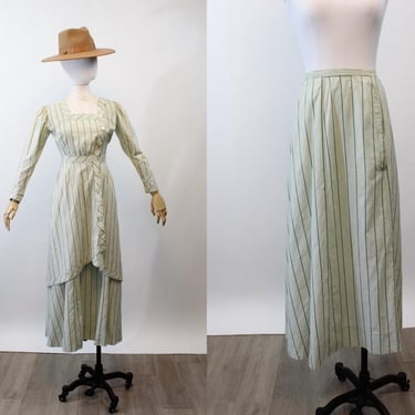 ANTIQUE rare EDWARDIAN cotton BLOUSE skirt set small | new spring summer 