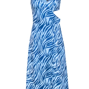 Vivienne Hu - Blue Zebra Sleeveless Side Cut Out Dress Sz 2