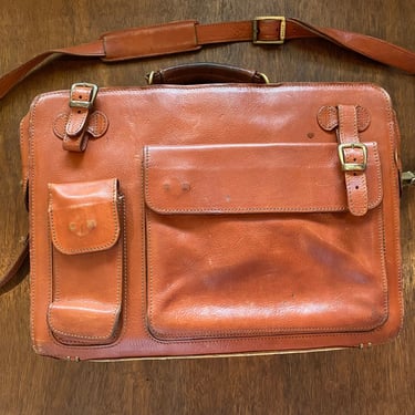 Vintage Bally Tan Leather Bag Made in Italy Briefcase Computer Bag 90’s 