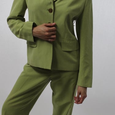 90s Avocado Silk Pant Suit