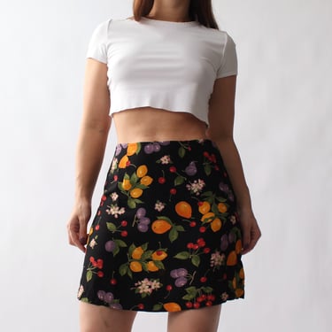 90s Fruit Print Miniskirt - W28