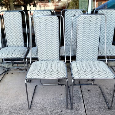 Set of 4 Vintage Chrome High Back Dinette Chairs 