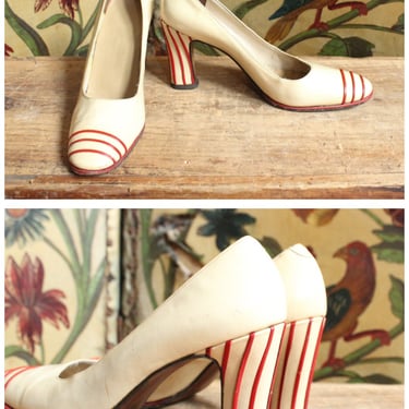 1950s Heels // Peppermint Stripe Heels // vintage 50s heels // 8.5 