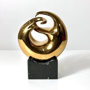 Signed Abstract Modern Organic Bronze Torus Sculpture by Helaman Ferguson 1992 