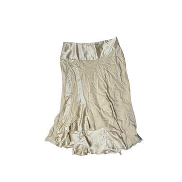 Vintage Y2K Bebe Taupe Beige Silk Asymmetrical Skirt, Size Large 