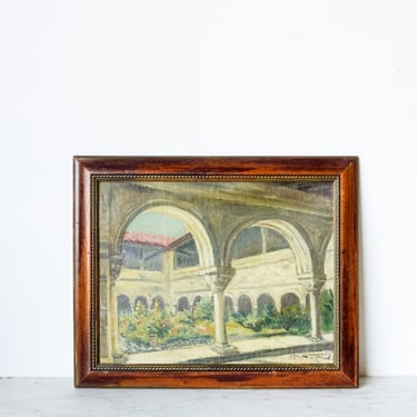 Atrium with Arches Oil Painting | Dated 1938