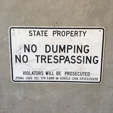 State Property No Dumping Sign
