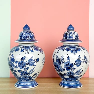 Pair of Blue and White Delft Ginger Jars