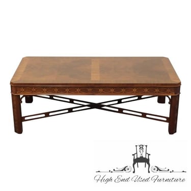 HIGH END Traditional Chippendale Style Banded Mahogany 48" Accent Coffee Table 