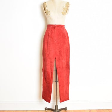 vintage 80s pants red genuine suede leather high waisted mom trousers S clothing 