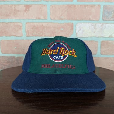 Vintage 90s Hard Rock Cafe Philadelphia ORIGINAL Snapback Hat 