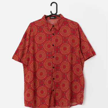 90s vintage red patterned shirt - XL 