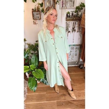 Vintage 90s Duster Jacket Mint Green 1990s Clothing 
