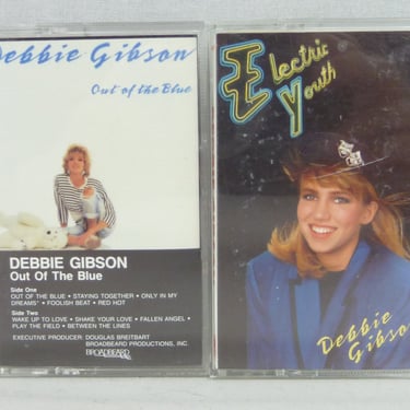 Two Debbie Gibson Cassette Tapes - Out of the Blue (1987) and Electric Youth (1989) - Vintage 1980s - Only In My Dreams, Lost In Your Eyes 