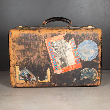 Vintage Suitcase with Original Travel Stickers c.1950