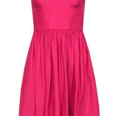 Rebecca Taylor - Hot Pink Strapless A-Line Crinkled Dress Sz 0
