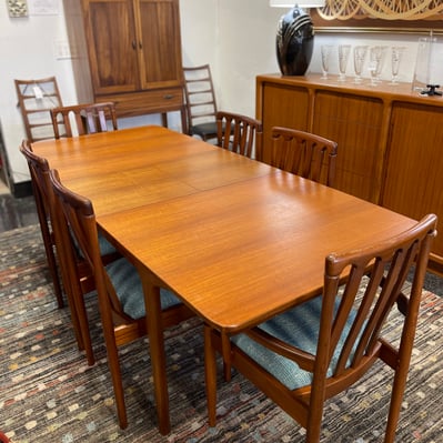 Mid Century Teak Dining Table with Hidden Butterfly Leaf by McIntosh