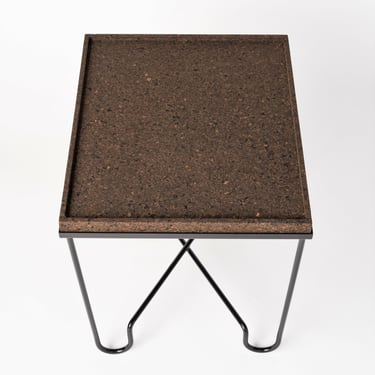 "Aronde Black Lacquered Steel & Burnt Cork Side Table (only use photos with right top color)"