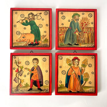 Vintage Venetian Art Plaques Four Seasons 