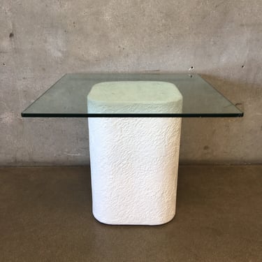 Post Modern Textured Plaster & Glass Side Table