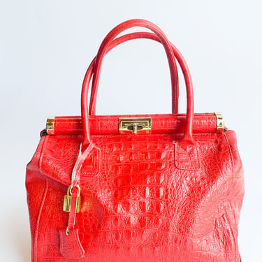 1980s Red Textured Doctor Bag