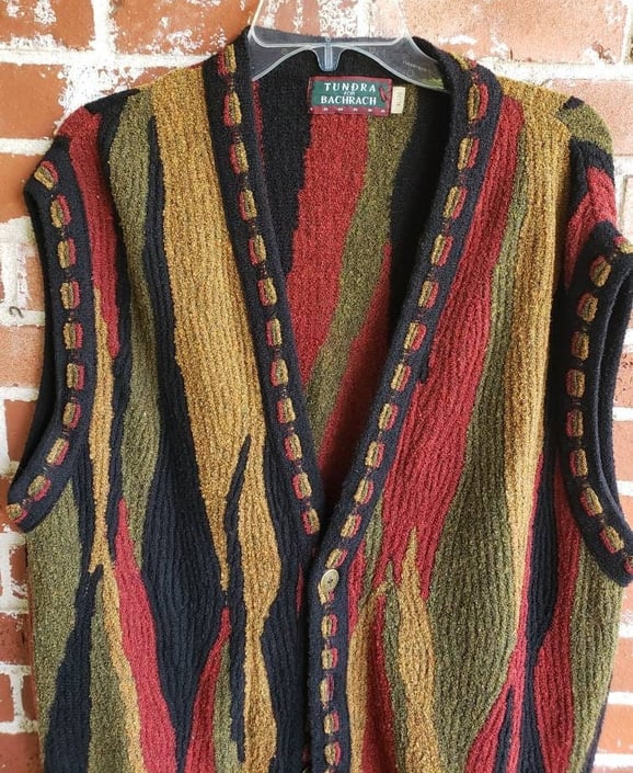 Bachrach knitted sweater popular Coogi type knit