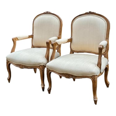 Late 20th Century Carved Bergere Chairs - a Pair 