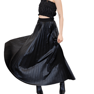 Faux Leather Pleated Skirt