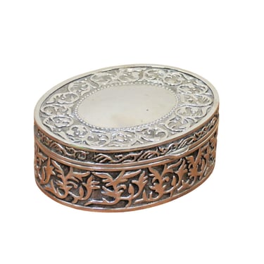 Vintage Sheridan Silver Plate Oval Jewelry Trinket Box Hinged Lid Velvet Lined 