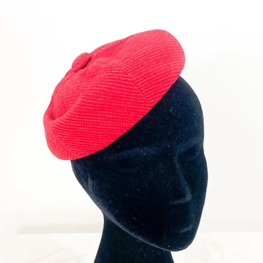 1940s Red Beret Hat  | 40s Red Beanie Beret | New York Creations 