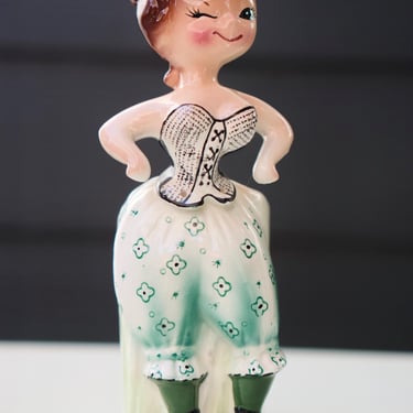 RUBENS CERAMIC PLANTER - Woman in Corset Winking Risque - Vintage 1950's 