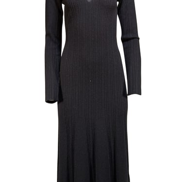 Equipment - Dark Navy Wool & Cashmere Blend Ribbed Knit Midi Dress Sz S