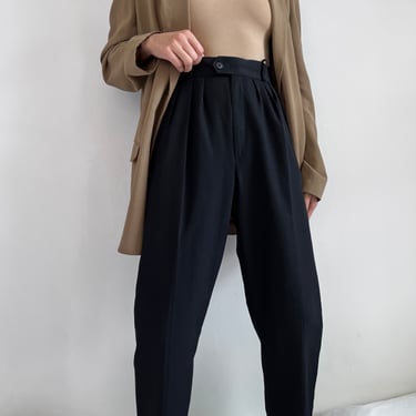 Vintage Sable Pure Wool Pleated Trousers