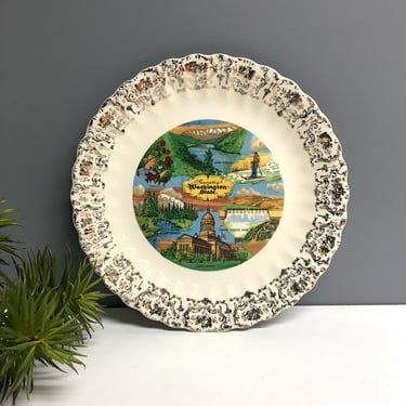 Washington state souvenir state plate - vintage road trip decorative wall plate 