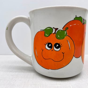 Vintage 1970s Nancy Lynn Anthropomorphic Oranges Happy Fruit Garden Fall Coffee / Tea Mug 