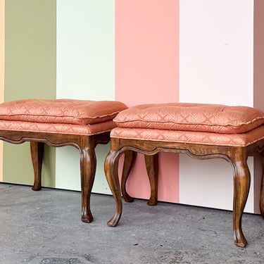 Pair of Coral Drexel Stools