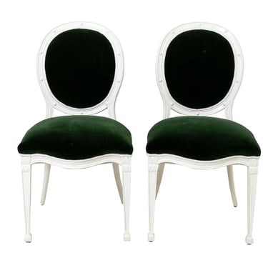Pair of Green Velvet Side Chairs