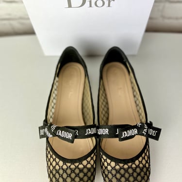 Christian Dior Resille Ribbon Miss J'Adior Ballet Flat 38.5 Black