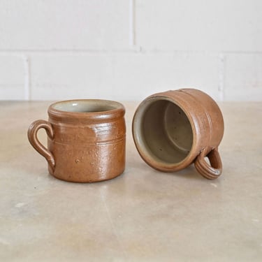 Pair of vintage french stoneware confit pots