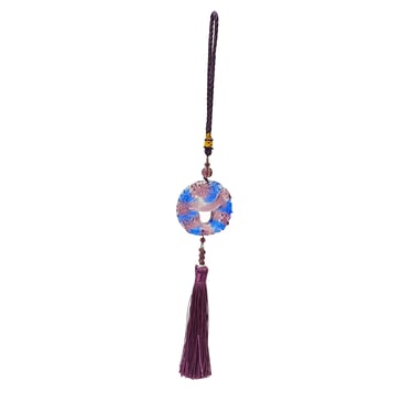 Crystal Glass Fengshui Fortune Purple Dragon Theme Gift Decor Tassel ws2174E 