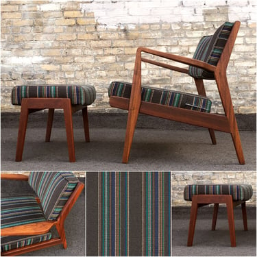 Jens Risom Model U430 Lounge Chair + Ottoman 